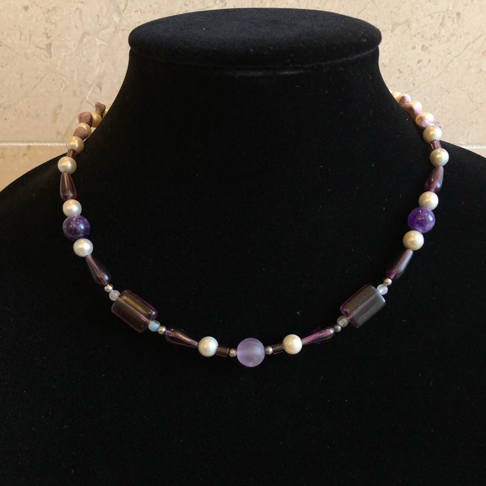 Reclaimed Vintage pearl, amethyst, and coral